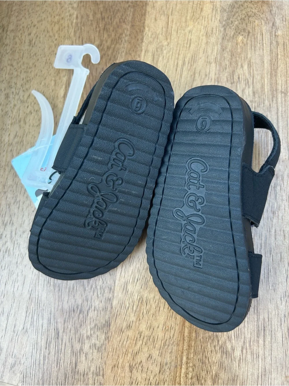 Cat & Jack Black Kids' Dual-Strap Velcro Sandals